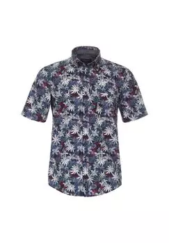 Мужская повседневная рубашка, принт с короткими рукавами, повседневный крой CASAMODA, цвет Graues Dunkelblau