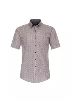 Мужская повседневная рубашка, принт с короткими рукавами, повседневный крой CASAMODA, коричневый