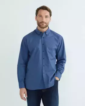 Мужская повседневная рубашка с длинным рукавом с микропринтом больших размеров Mirto, темно-синий