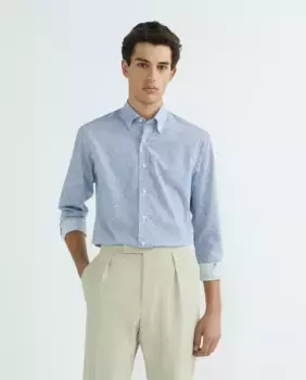 Мужская повседневная рубашка с длинными рукавами и цветочным принтом Mirto, светло-голубой