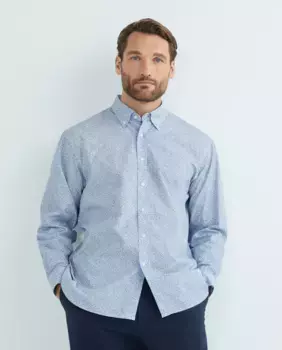 Мужская повседневная рубашка с длинными рукавами и цветочным принтом больших размеров Mirto, светло-голубой