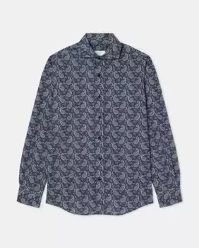 Мужская повседневная рубашка с длинными рукавами и принтом пейсли Mirto, темно-синий