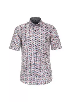 Мужская повседневная рубашка с коротким рукавом и принтом, удобная посадка CASAMODA, цвет Mittelblau