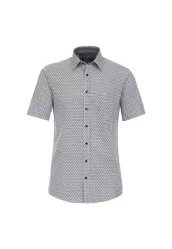 Мужская повседневная рубашка с коротким рукавом и принтом, удобная посадка CASAMODA, светло-синий