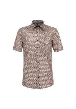 Мужская повседневная рубашка с коротким рукавом и принтом, удобная посадка CASAMODA, оранжевый