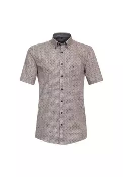 Мужская повседневная рубашка с коротким рукавом и принтом, удобная посадка CASAMODA, коричневый