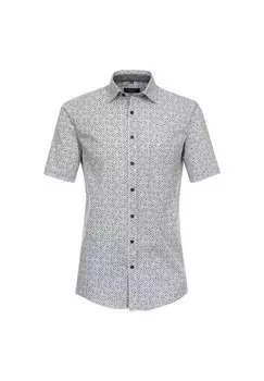 Мужская повседневная рубашка с коротким рукавом и принтом, удобная посадка CASAMODA, цвет Mittelblau