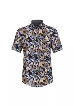 Мужская повседневная рубашка с коротким рукавом и принтом, повседневный крой CASAMODA, темно-синий