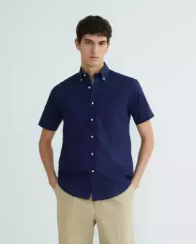 Мужская повседневная рубашка с коротким рукавом Mirto, тёмно-синий