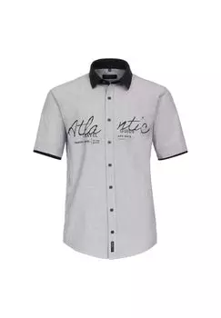 Мужская повседневная рубашка, с коротким рукавом, в полоску, повседневного кроя CASAMODA, цвет Graues Mittelblau