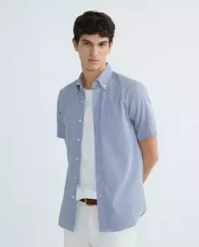 Мужская повседневная рубашка с короткими рукавами и принтом Mirto, индиго