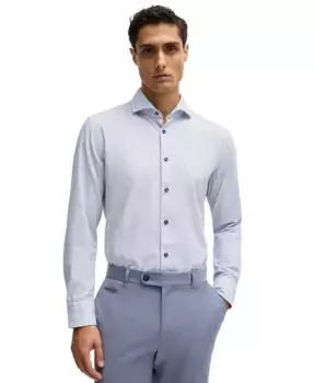 Мужская повседневная рубашка с отложным воротником Casual-Fit Hugo Boss, синий