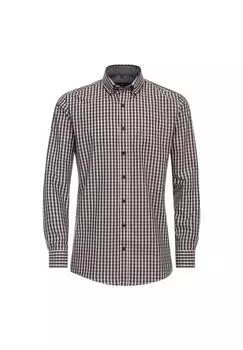 Мужская повседневная рубашка в клетку, комфортная посадка CASAMODA, цвет Hellbraun