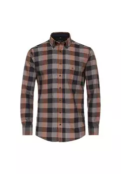 Мужская повседневная рубашка в клетку, комфортная посадка CASAMODA, оливковый