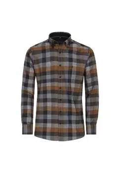 Мужская повседневная рубашка в клетку, комфортная посадка CASAMODA, желтый