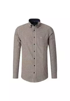 Мужская повседневная рубашка в клетку, комфортная посадка CASAMODA, бежевый