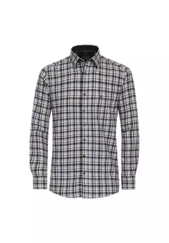 Мужская повседневная рубашка в клетку, комфортная посадка CASAMODA, темно-синий