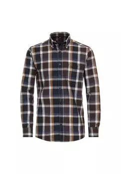 Мужская повседневная рубашка в клетку, комфортная посадка CASAMODA, оливковый