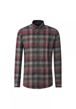 Мужская повседневная рубашка в клетку, комфортная посадка CASAMODA, оранжевый