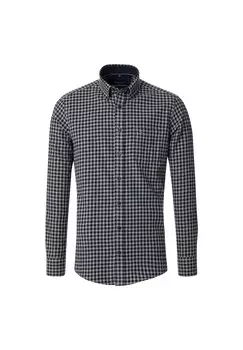 Мужская повседневная рубашка в клетку, комфортная посадка CASAMODA, темно-синий