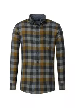 Мужская повседневная рубашка в клетку, комфортная посадка CASAMODA, зелено-синий