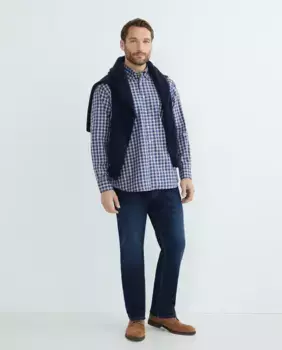 Мужская повседневная рубашка в клетку с длинными рукавами больших размеров Mirto, темно-синий