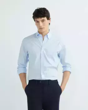 Мужская повседневная рубашка в клетку с длинными рукавами Mirto, светло-голубой