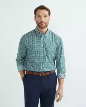Мужская повседневная рубашка в клетку с длинными рукавами больших размеров Mirto, темно-зеленый