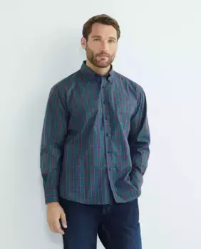 Мужская повседневная рубашка в клетку с длинными рукавами больших размеров Mirto, темно-зеленый