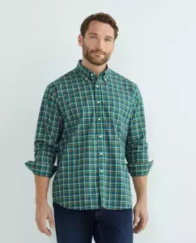 Мужская повседневная рубашка в клетку с длинными рукавами больших размеров Mirto, темно-зеленый