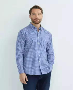 Мужская повседневная рубашка в клетку с длинными рукавами больших размеров Mirto, индиго/синий