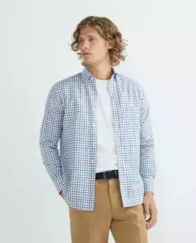 Мужская повседневная рубашка в клетку с длинными рукавами Mirto, фиолетовый