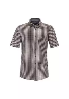 Мужская повседневная рубашка в клетку с короткими рукавами, удобная посадка CASAMODA, цвет Hellbraun