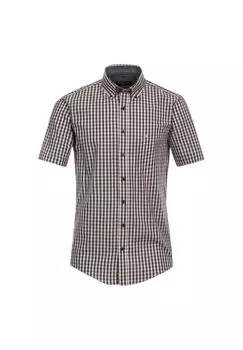 Мужская повседневная рубашка в клетку с короткими рукавами, повседневного кроя CASAMODA, цвет Hellbraun