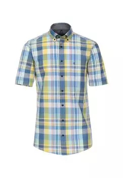 Мужская повседневная рубашка в клетку с короткими рукавами, удобная посадка CASAMODA, светло-синий