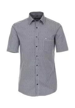 Мужская повседневная рубашка в клетку с короткими рукавами, удобная посадка CASAMODA, темно-синий