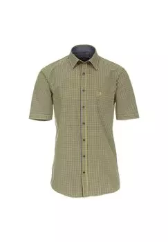 Мужская повседневная рубашка в клетку с короткими рукавами, удобная посадка CASAMODA, желтый