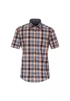 Мужская повседневная рубашка в клетку с короткими рукавами, повседневного кроя CASAMODA, темно-синий