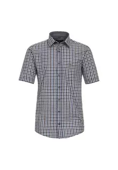 Мужская повседневная рубашка в клетку с короткими рукавами, повседневного кроя CASAMODA, темно-синий
