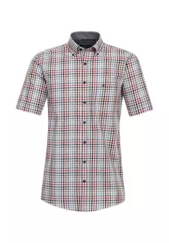 Мужская повседневная рубашка в клетку с короткими рукавами, удобная посадка CASAMODA, цвет Hellrot