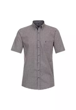 Мужская повседневная рубашка в клетку с короткими рукавами, удобная посадка CASAMODA, темно-синий