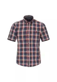 Мужская повседневная рубашка в клетку с короткими рукавами, повседневного кроя CASAMODA, темно-синий