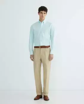 Мужская повседневная рубашка в полоску с длинными рукавами Mirto, цвет Verde Agua