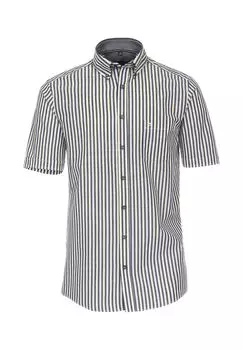 Мужская повседневная рубашка в полоску с коротким рукавом, удобная посадка CASAMODA, темно-синий