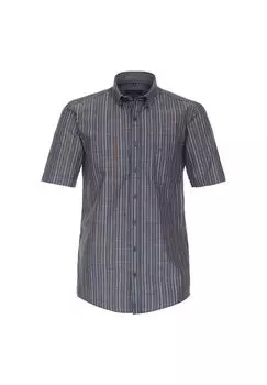 Мужская повседневная рубашка в полоску с коротким рукавом, удобная посадка CASAMODA, цвет Graues Mittelblau