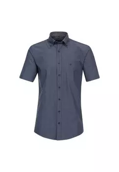 Мужская повседневная рубашка в полоску с коротким рукавом, удобная посадка CASAMODA, цвет Mittelblau