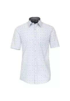 Мужская повседневная рубашка в полоску с коротким рукавом, удобная посадка CASAMODA, голубой