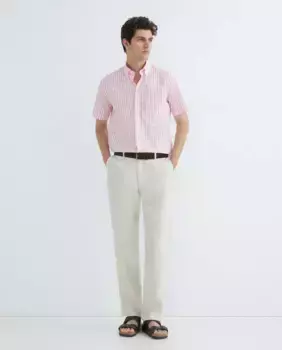 Мужская повседневная рубашка в полоску с короткими рукавами Mirto, розовый