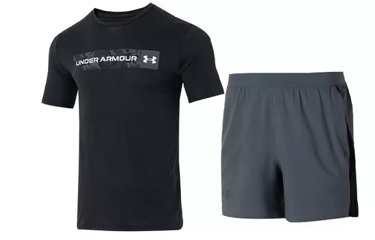 Мужская повседневная спортивная одежда Under Armour, цвет Black+Gray