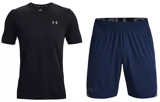 Мужская повседневная спортивная одежда Under Armour, цвет Black + blue